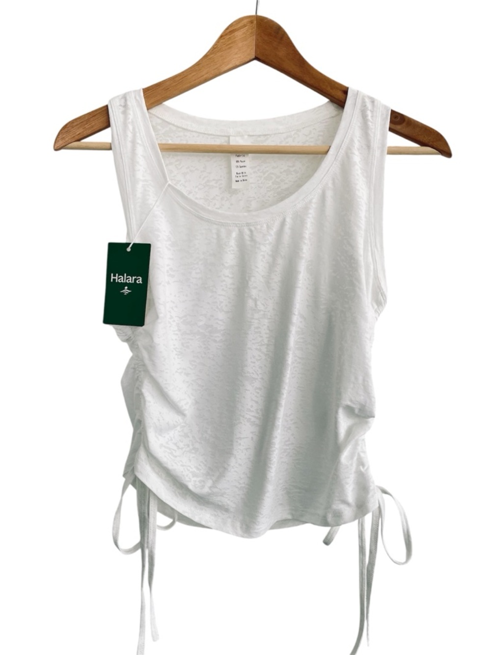 Halara White Tank Gather Side Ties NWT Size M Work Out Beach Camo
